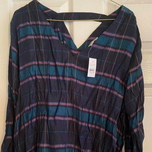 Loft Plaid Long Sleeve Blouse (L)